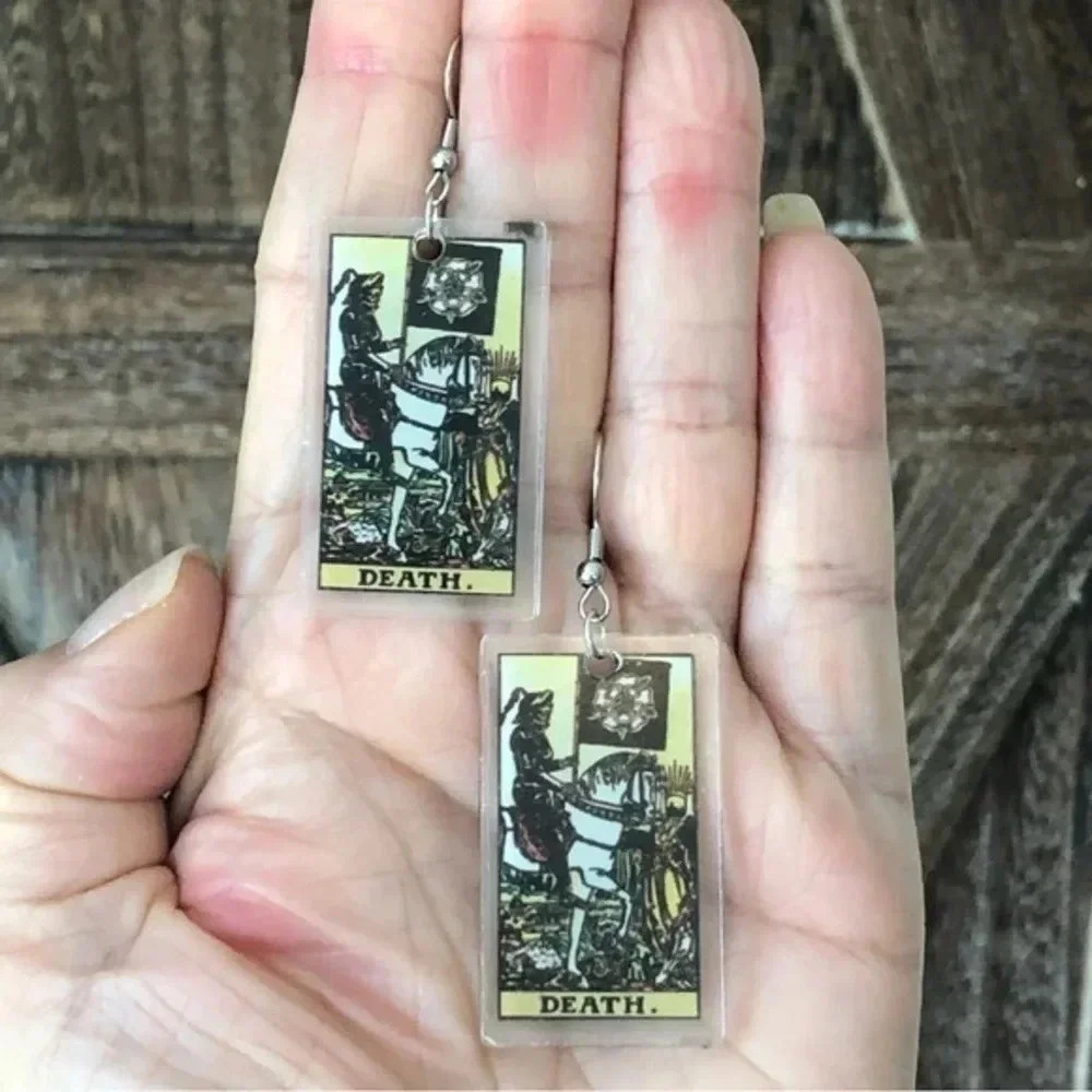 “Death” Tarot Card Handmade Drop Earrings